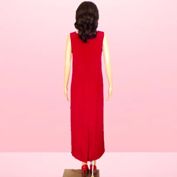 SILK! TALBOTS size 6 red sleeveless full-length sheath dress 100% silk DC only - Picture 5 of 10